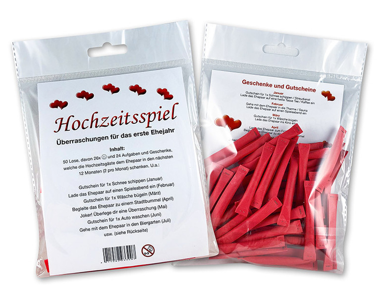 Lose Hochzeit Aufgaben
 Geschenkideen Hochzeitsspiel LoveHeart