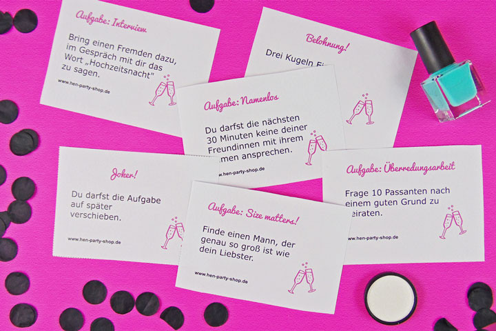 Lose Hochzeit Aufgaben
 68 coole JGA Aufgaben Gratis Spiel Karten zum Ausdrucken