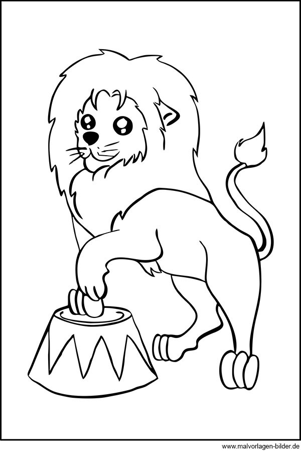 Löwe Ausmalbilder
 Löwe im Zirkus Ausmalbilder zum gratis Download