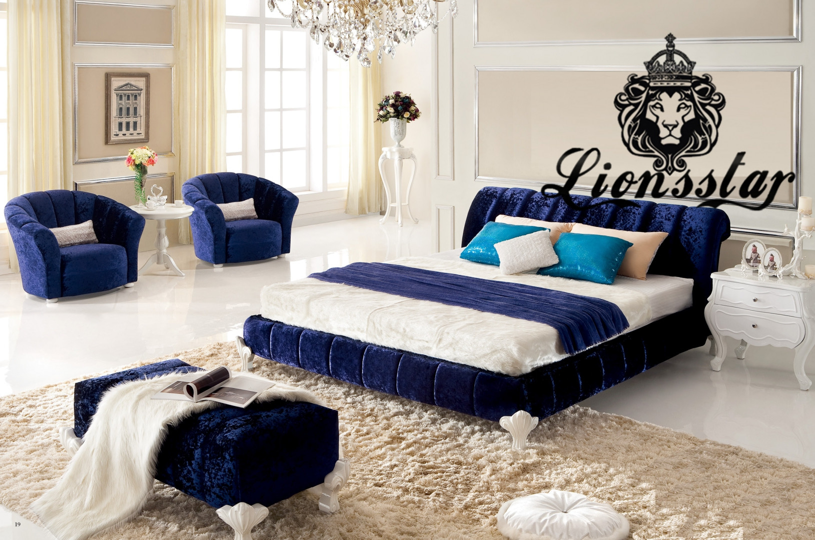 Luxus Bett
 Luxus Bett Samtstoff Blau