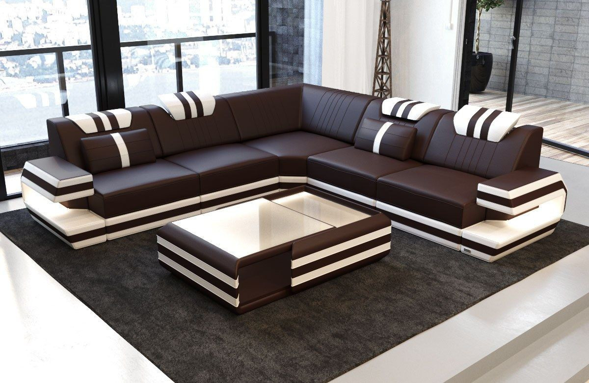 Luxus Sofa
 Couch Ragusa in der L Form als modernes Ecksofa in Leder