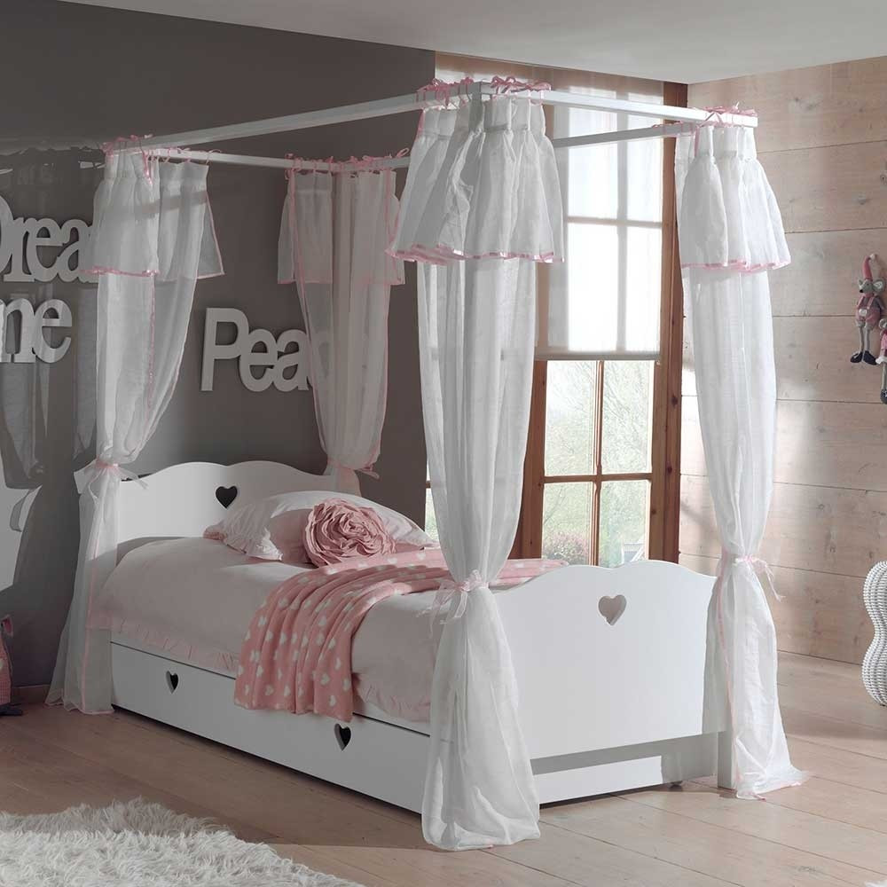 Mädchen Bett
 Mädchen Kinderbett Grandory in Weiß mit Himmel