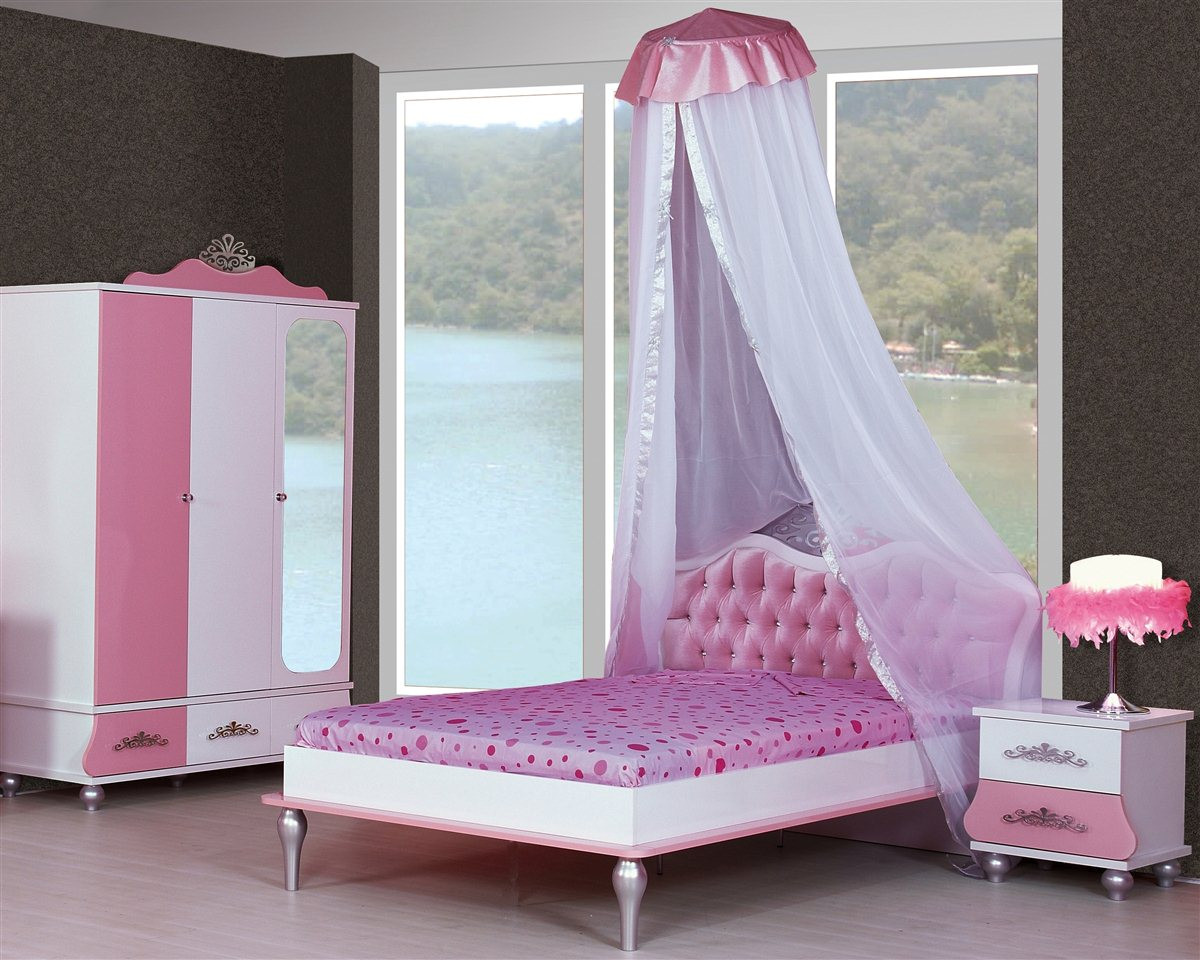 Mädchen Bett
 6er Set Kinderzimmer Prinzessin Kinder Bett Mädchen pink rosa