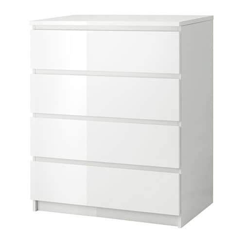 Malm Kommode
 MALM Kommode mit 4 Schubladen weiß Hochglanz IKEA