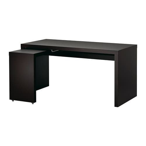 Malm Schreibtisch
 MALM Schreibtisch mit Ausziehplatte schwarzbraun IKEA