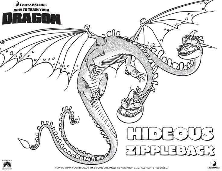 Malvorlagen Dragons
 Hideous Zippleback Coloring Pages 만화영화☆색칠공부