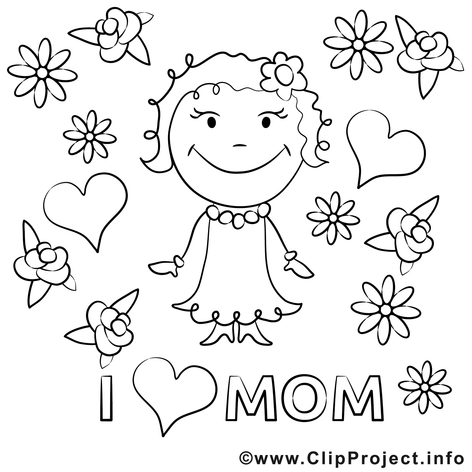 Mama Ausmalbilder
 I love Mom Malvorlage zum Muttertag