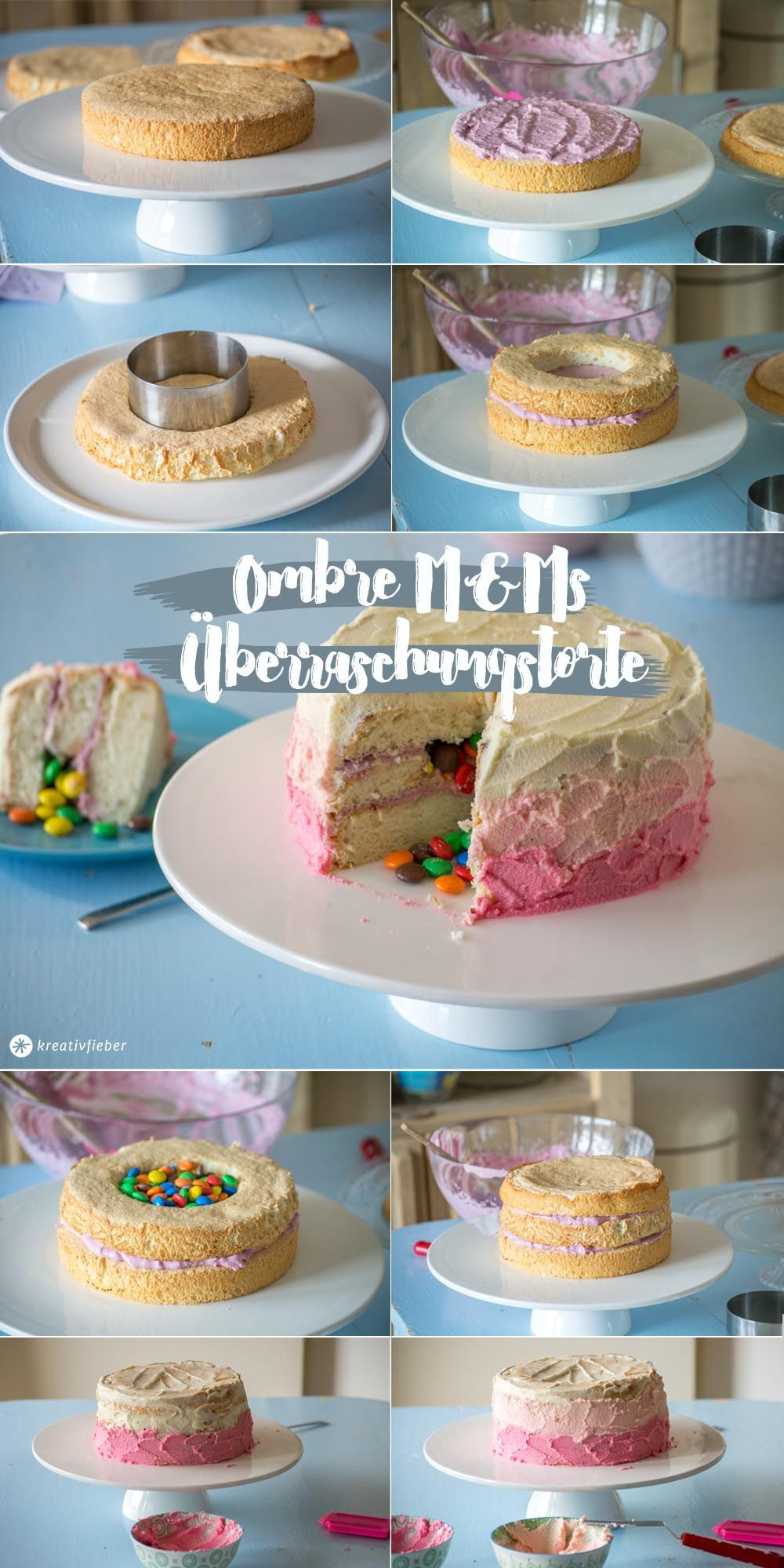 M&amp;M Hochzeit
 Ombre Torte mit M&M Überraschung