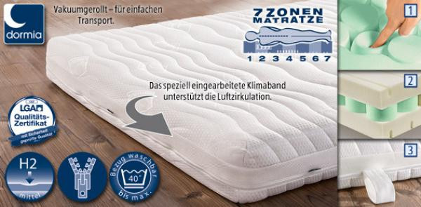 Matratzen 90x200 Aldi
 DORMIA 7 Zonen Kaltschaummatratze von Aldi Süd ansehen