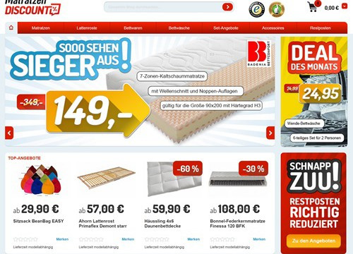 Matratzen Discount
 Die besten line Shops für Bett Matratzen im Vergleich