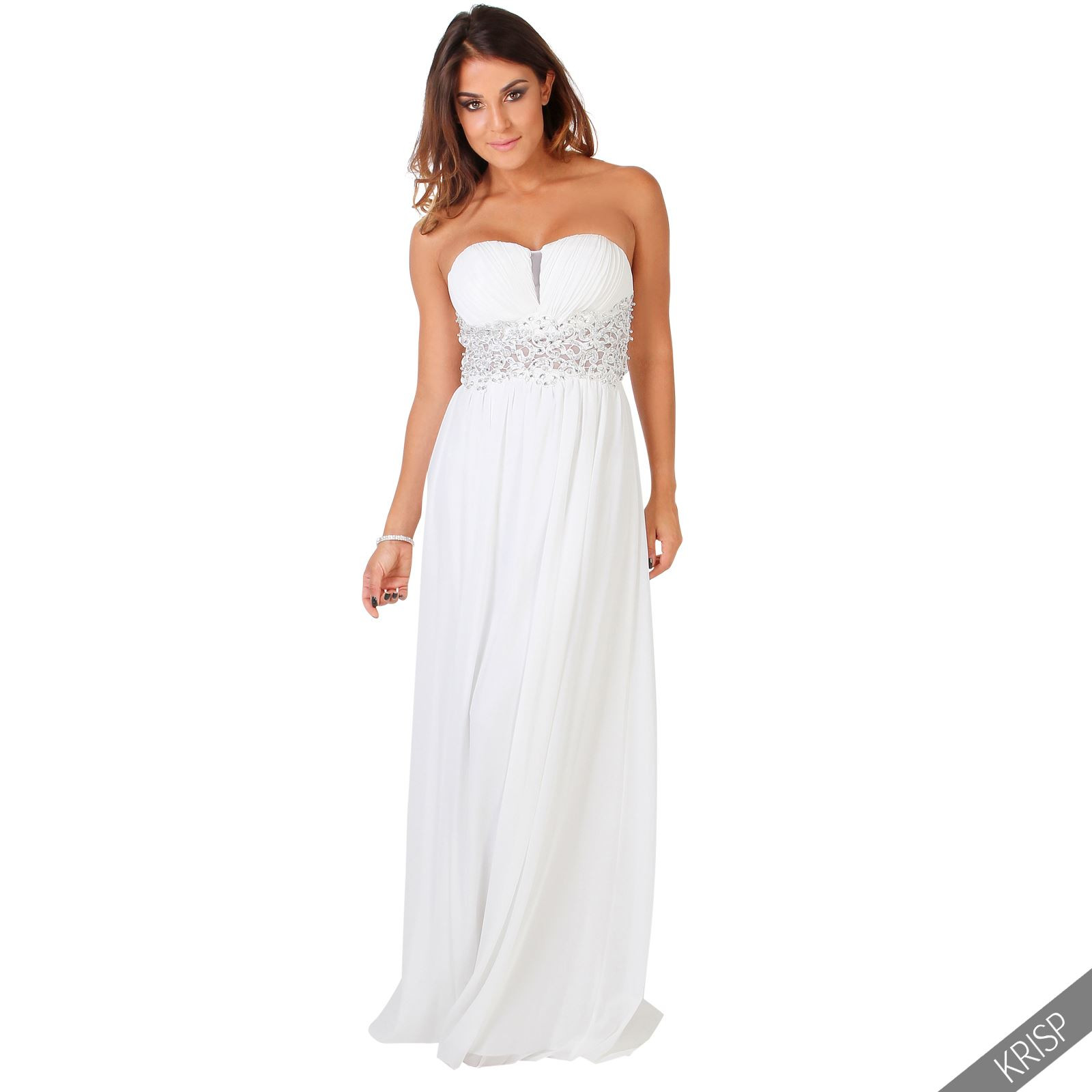 Maxi Kleider Hochzeit
 Damen Maxi Strass Ballkleid Empire Cocktail Dinner