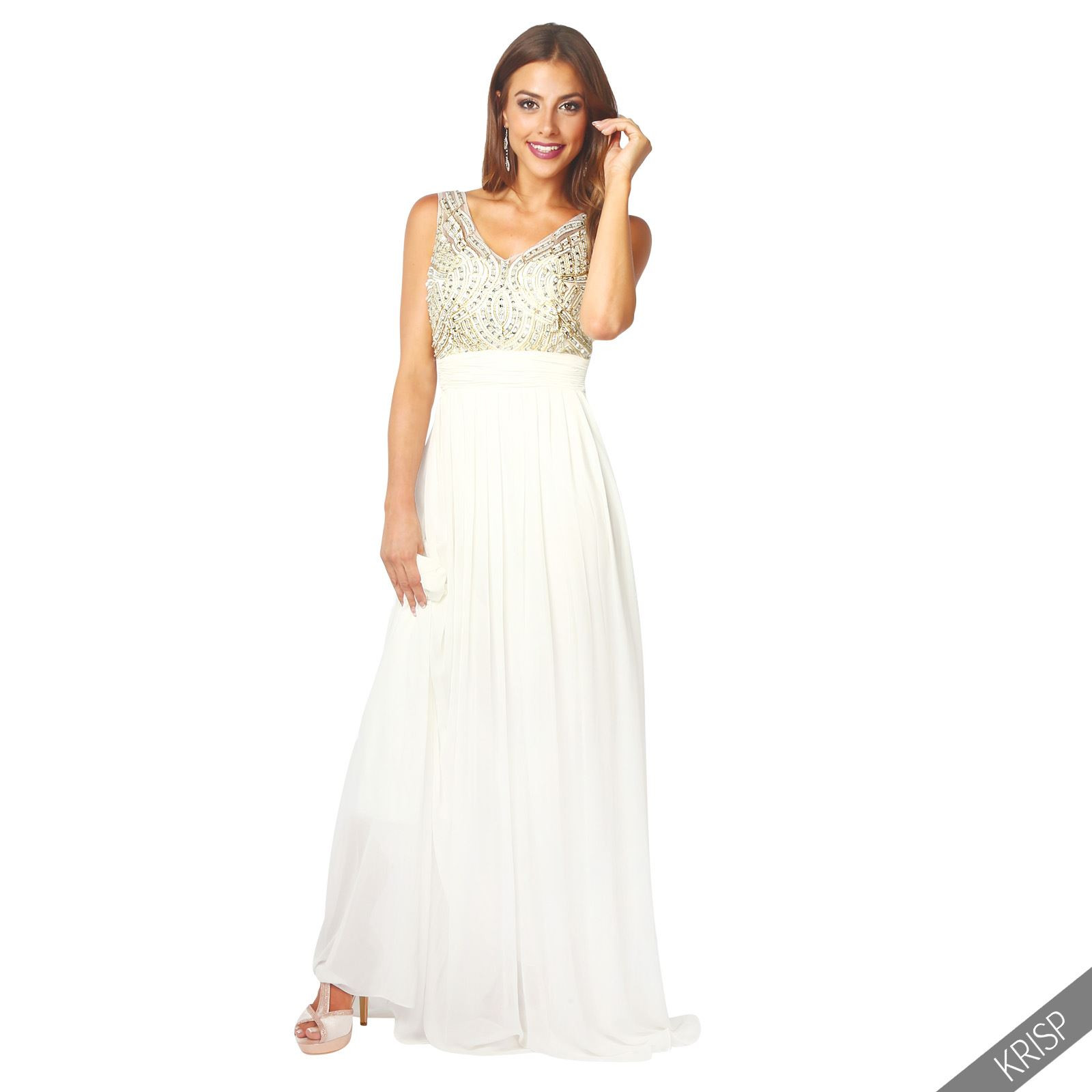 Maxi Kleider Hochzeit
 Damen Maxi Strass Ballkleid Empire Cocktail Dinner