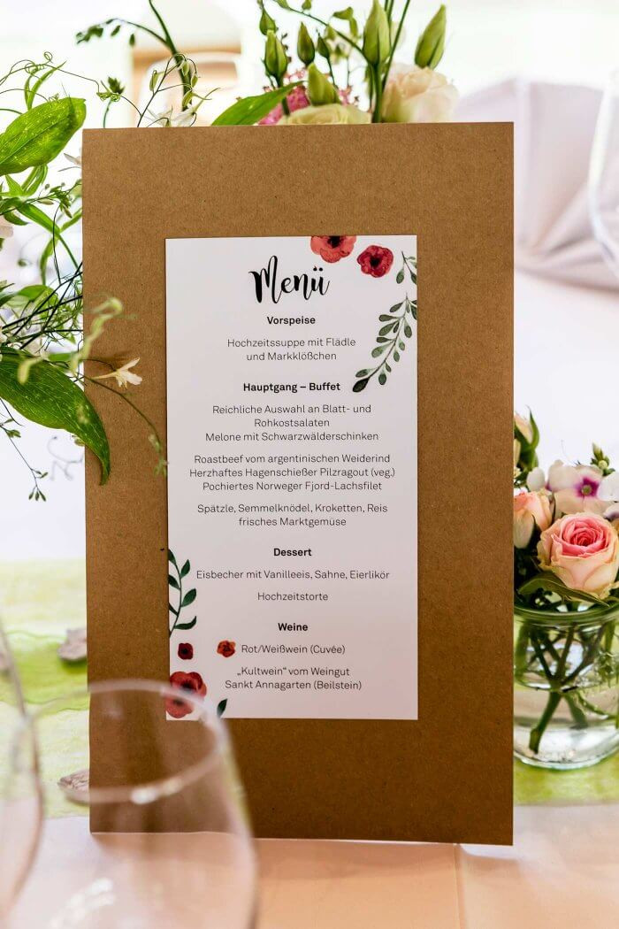 Menükarten Hochzeit
 Menükarten zur Hochzeit