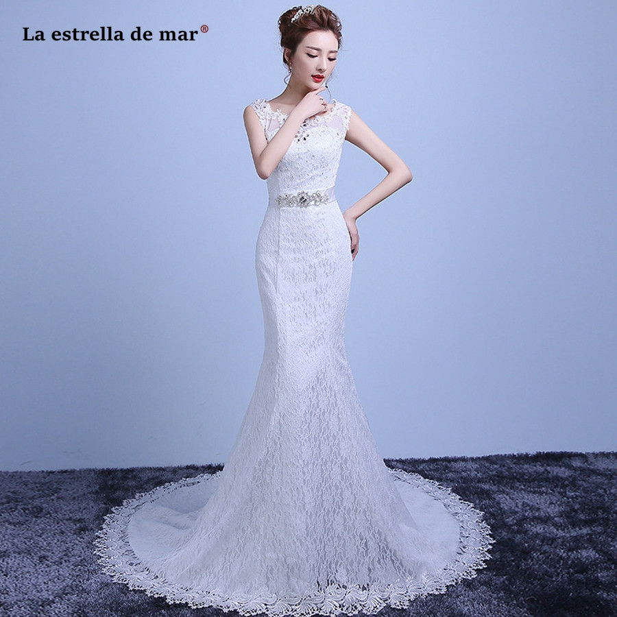 Mermaid Hochzeitskleid
 hochzeitskleid 2019 hot Scoop neck lace back white