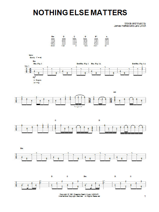 Metallica Nothing Else Matters Tabs
 Nothing Else Matters Sheet Music Metallica