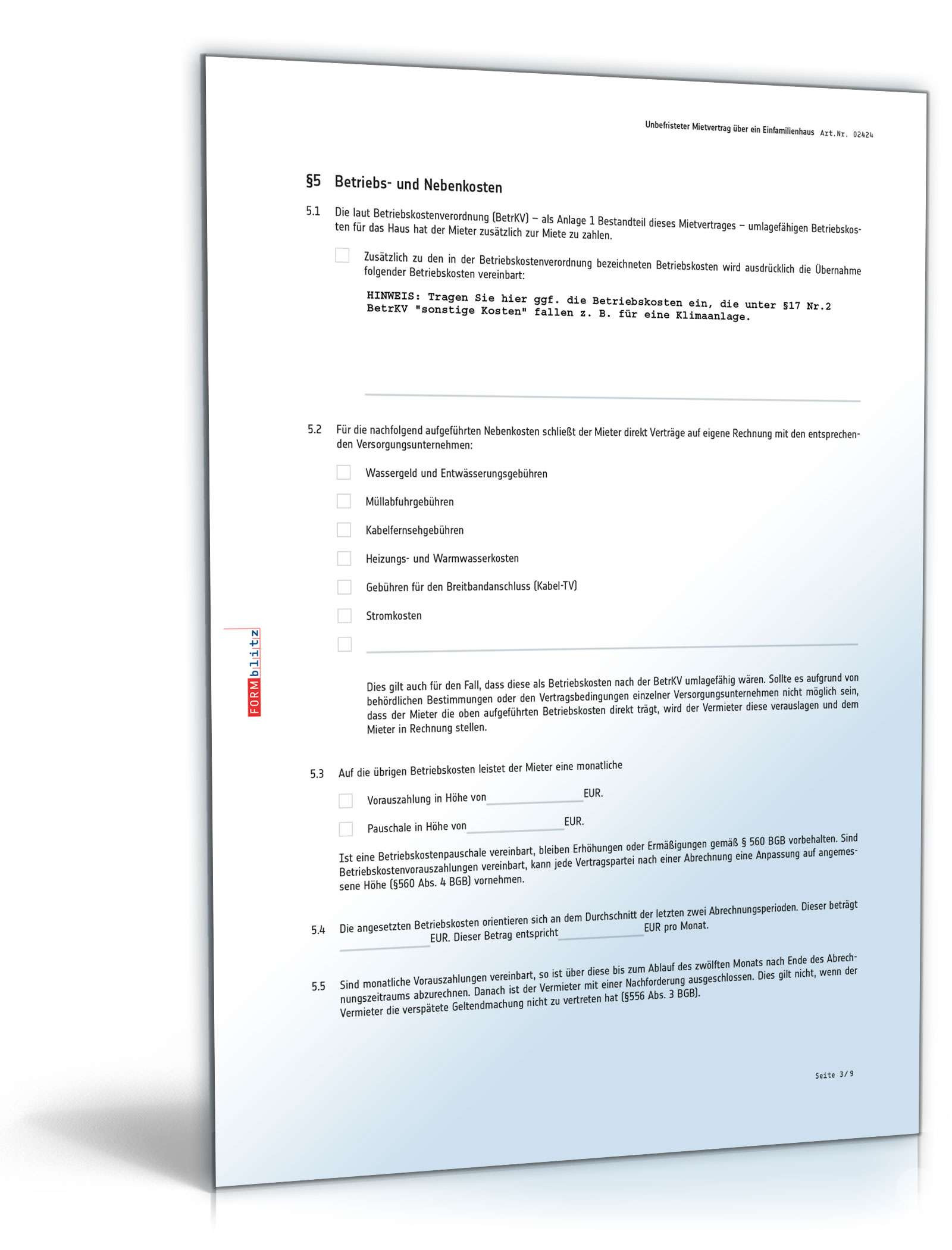 Mietvertrag Haus
 Mietvertrag Einfamilienhaus Muster als PDF & DOC en