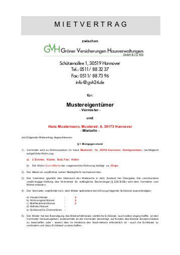 Mietvertrag Haus
 Muster Objektbeschreibung PDF 21 KB