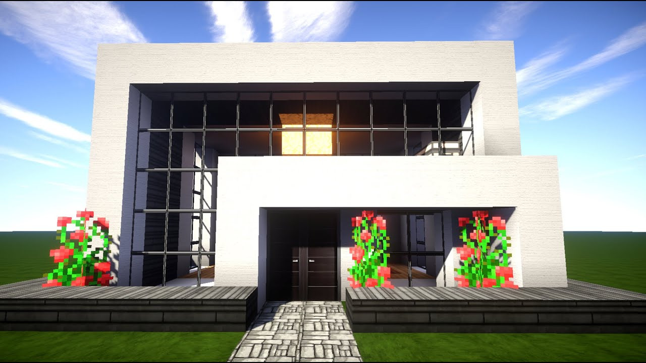 Minecraft Haus Bauen
 Minecraft modernes Haus mit Wasserfall bauen 14x12