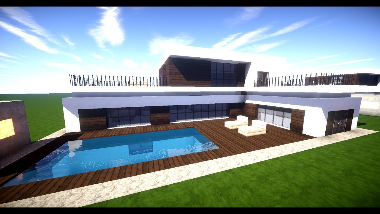 Minecraft Modernes Haus
 Minecraft modernes Haus mit Poolterrasse bauen 27x20