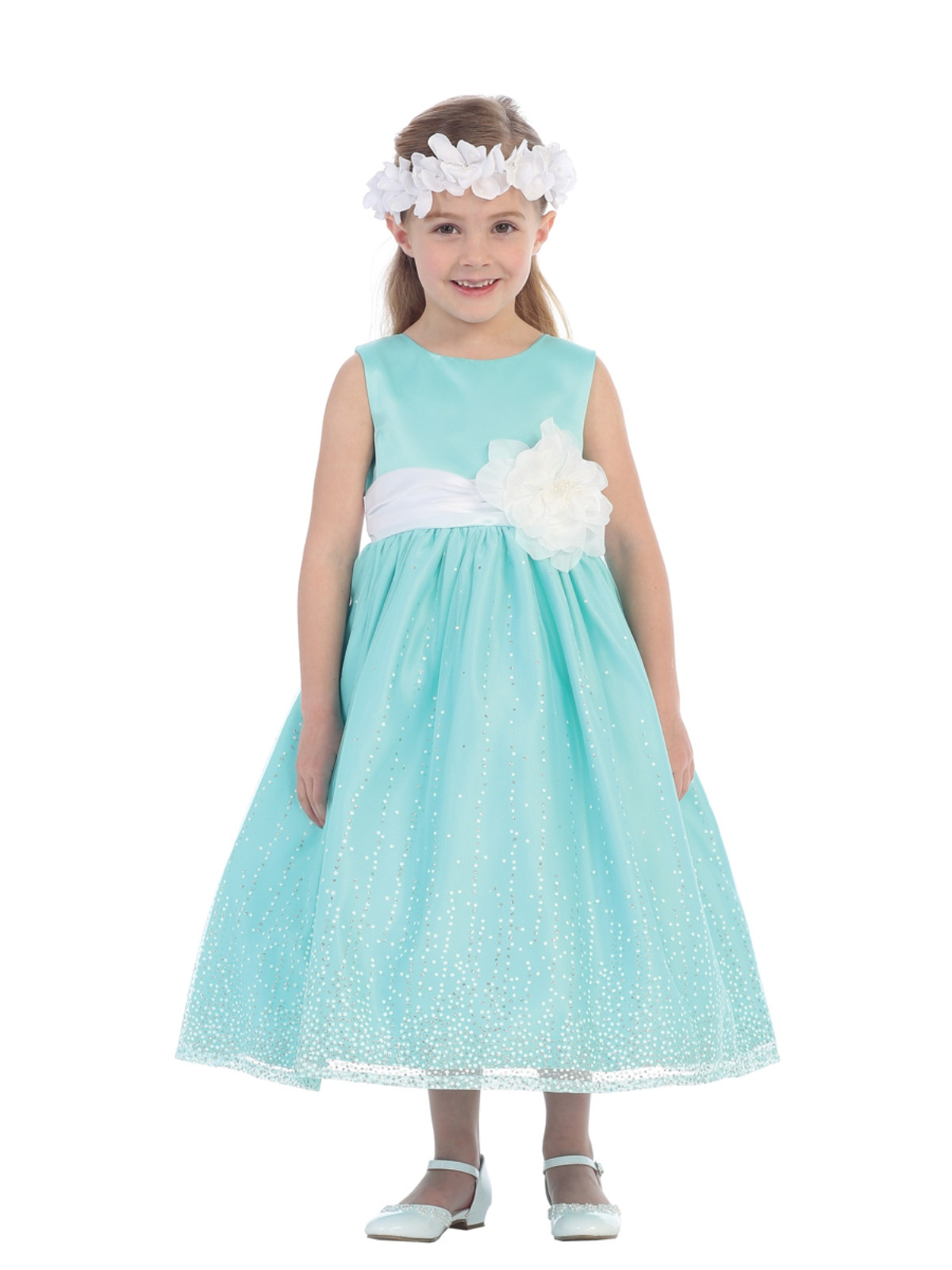 Mint Kleid Hochzeit
 BIMARO Mädchen Kleid Laguna mint grün türkis Glitzertüll