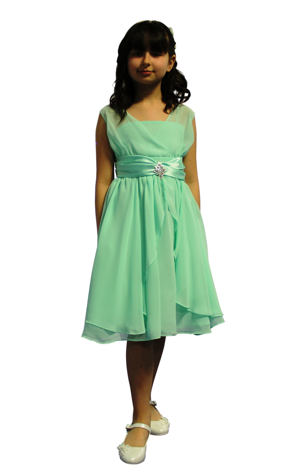 Mint Kleid Hochzeit
 BIMARO Mädchen Kleid Amelie mint grün Festkleid Chiffon