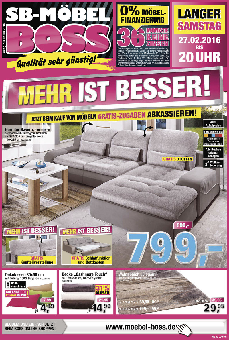 Möbel Boss Prospekt
 Möbel Boss se Woche Angebote aus der Werbung