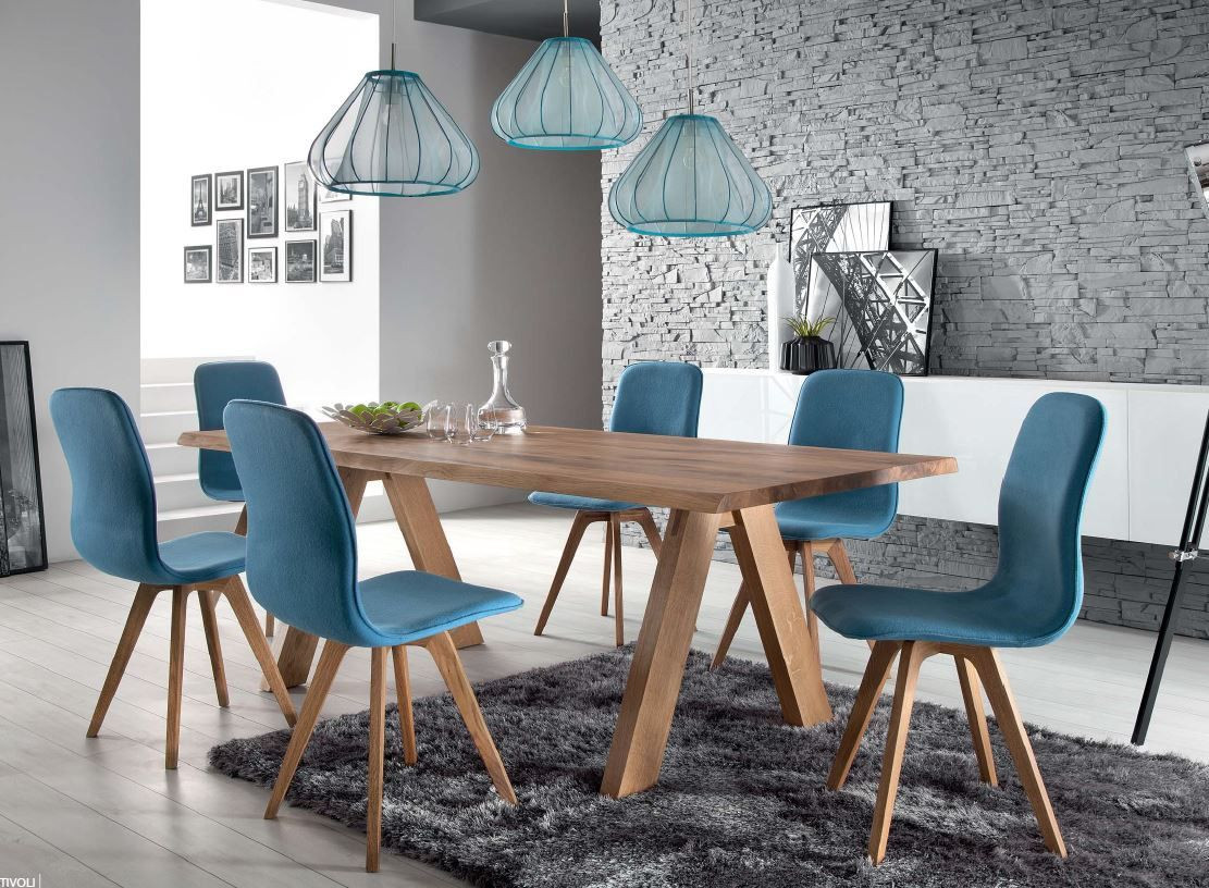 Moderne Stühle
 Schalenstuhl Stuhl Esszimmer modern blau Eiche massiv