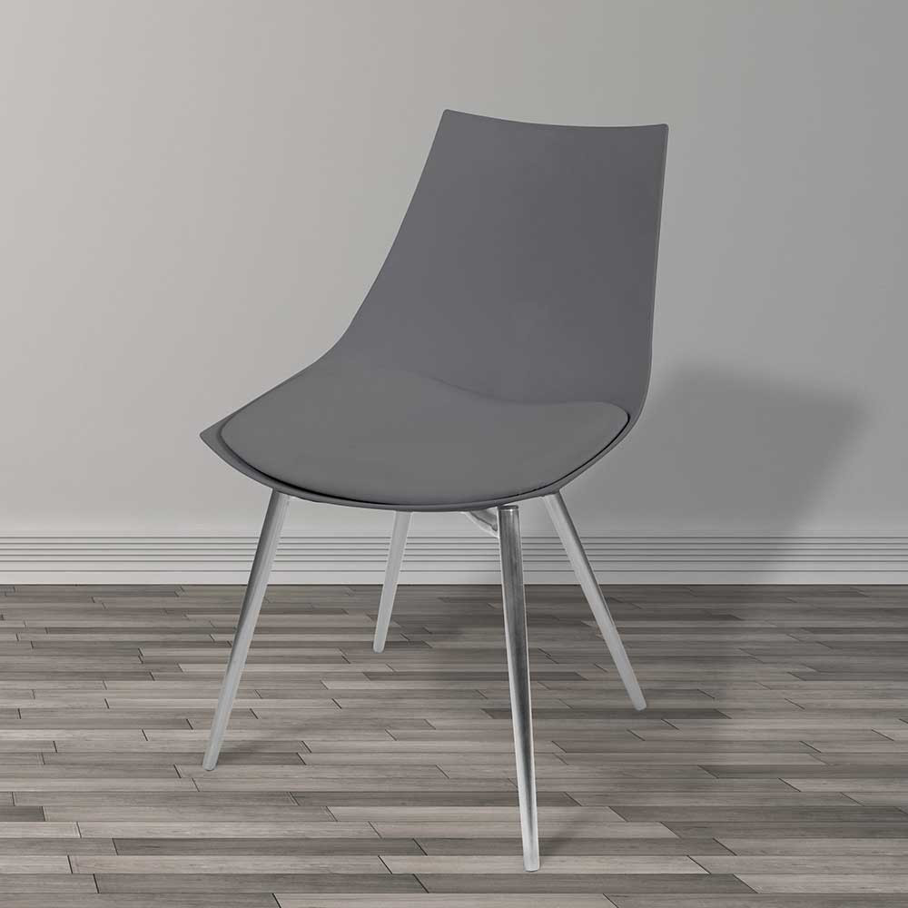 Moderne Stühle
 Moderne Stühle in Grau & Chrom PP & Kunstleder & Metall