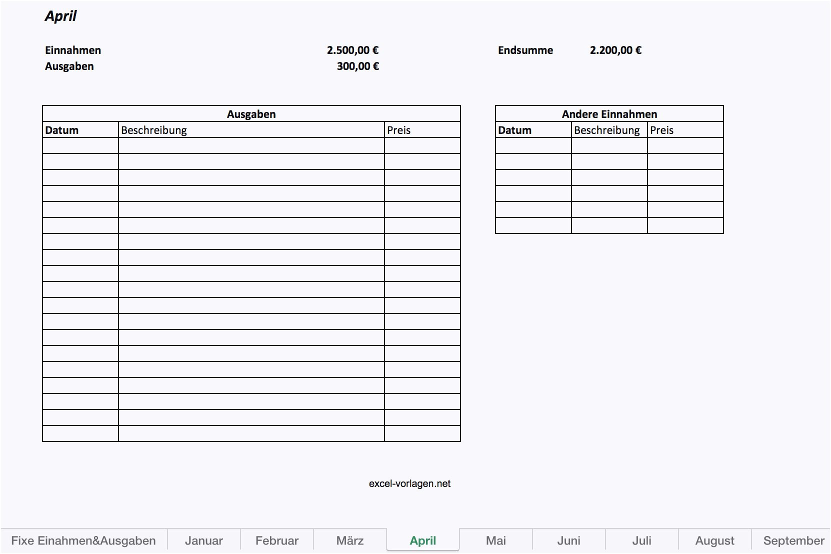 Monatliche Ausgaben Tabelle
 15 monatliche ausgaben tabelle vorlage