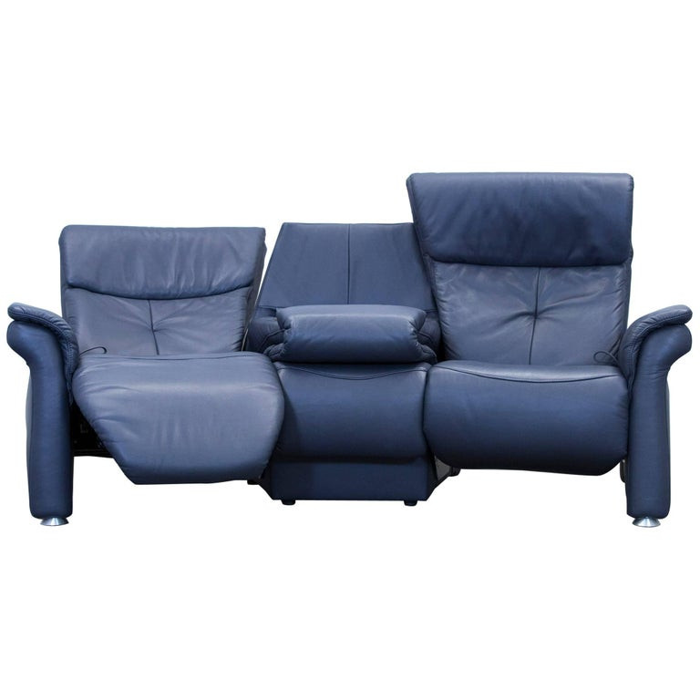 Mondo Sofa
 Mondo Designer Sofa Leather Blue Three Seat Function Couch