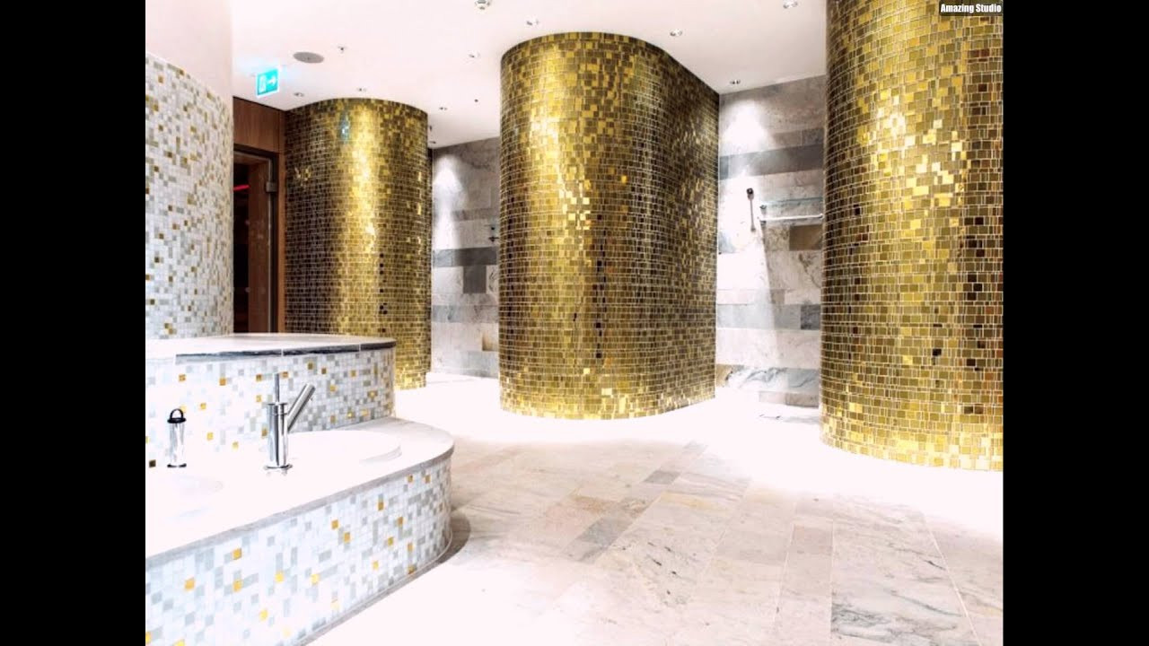 Mosaik Fliesen
 Mosaik Fliesen Badezimmer Gold Weiss Perlmutt Waschbecken
