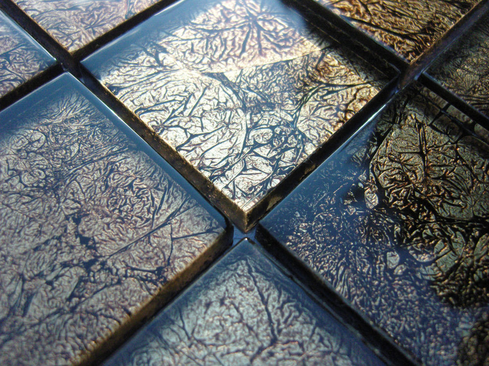 Mosaik Fliesen
 Glasmosaik Effekt Mosaik Fliesen Klarglas Metall schwarz