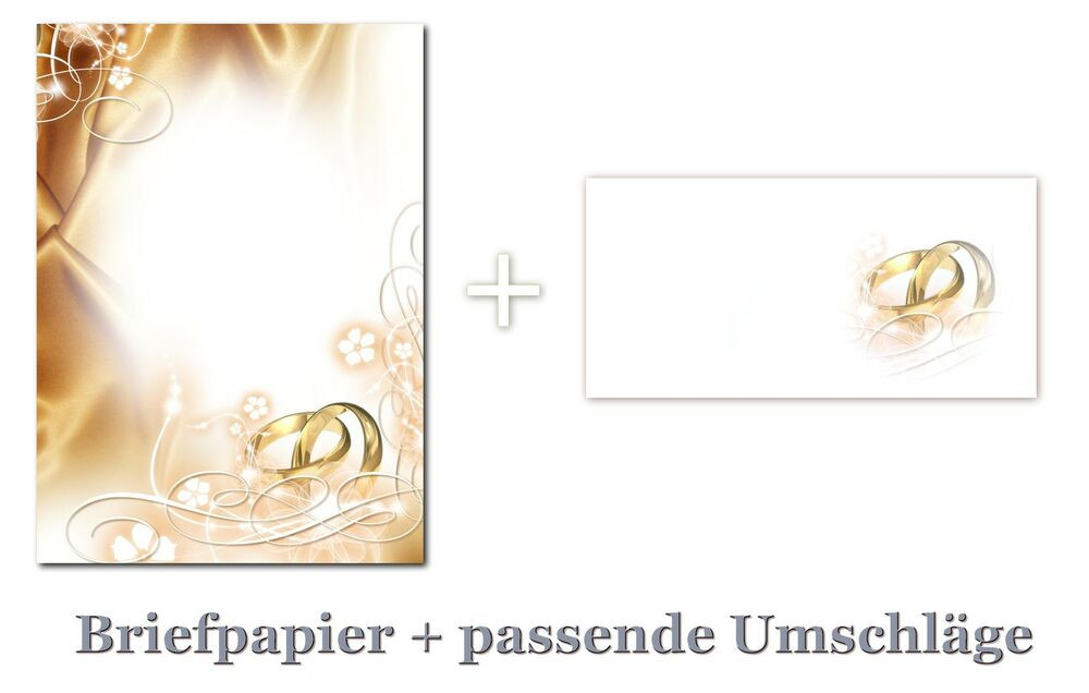 Motivpapier Hochzeit
 25 Blatt Briefpapier Umschläge 5017 DIN A4 Hochzeit