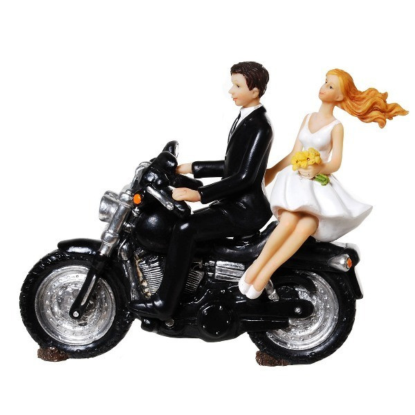 Motorrad Hochzeit
 Brautpaar Motorrad Biker Hochzeitspaar Tortenaufsatz