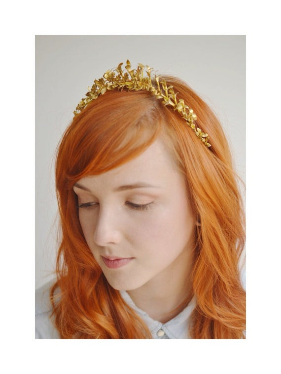 Myrte Hochzeit
 Goldenes Papier Diadem Myrte Krone Vintage von