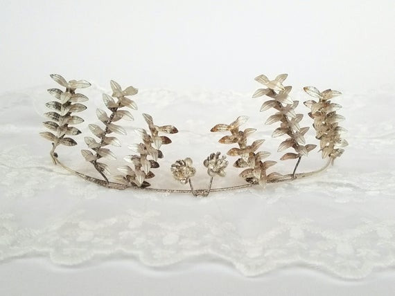 Myrte Hochzeit
 Hochzeit Tiara 1940er Jahre Silber Myrte Blumen Kranz