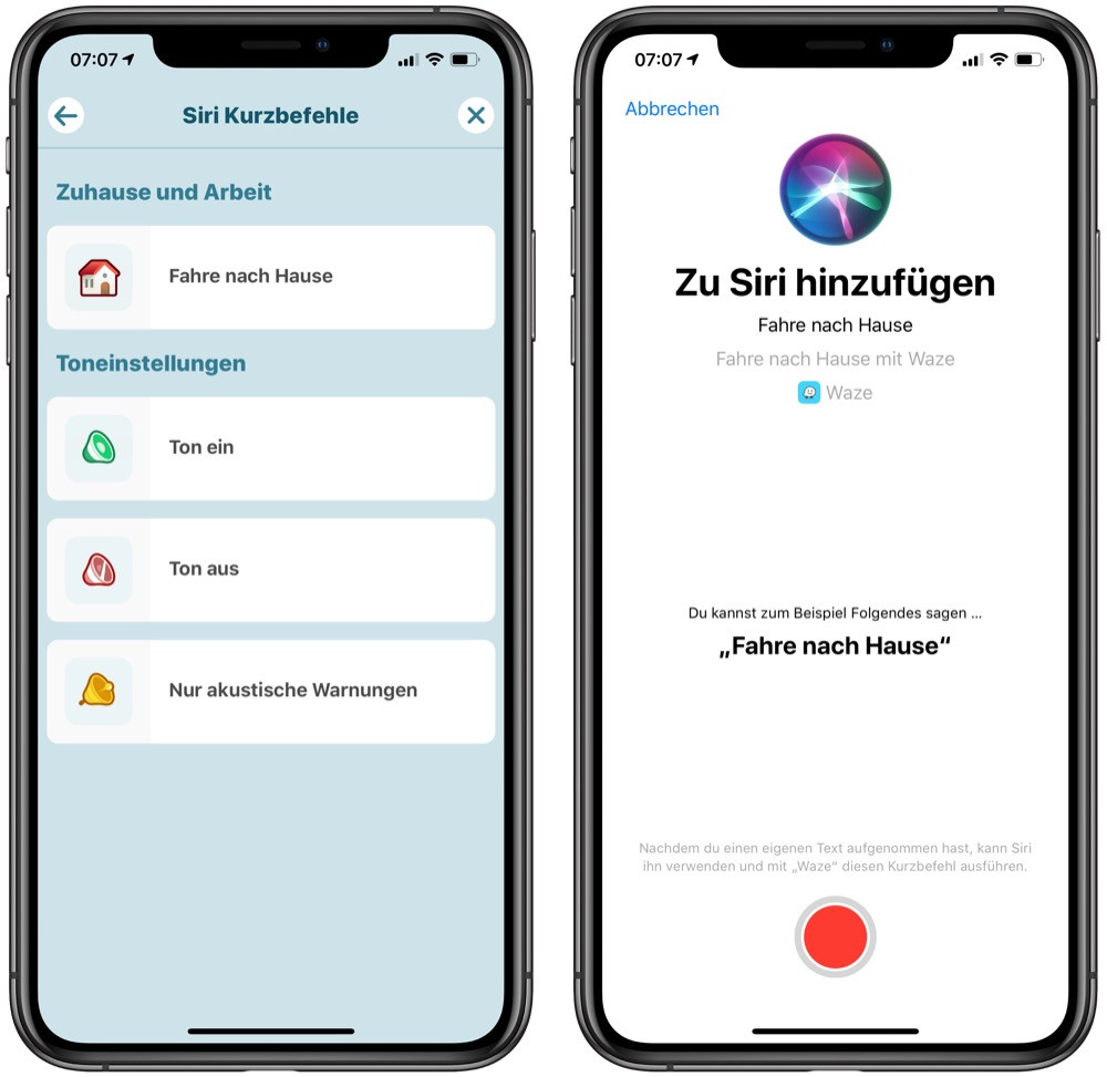 Navigation Nach Hause
 "Hey Siri fahre nach Hause" Navigations App Waze reicht