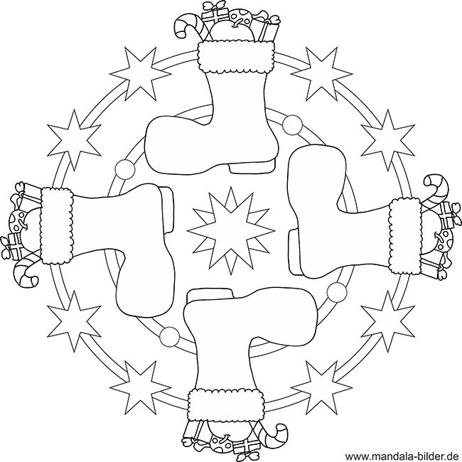 Nikolausstiefel Ausmalbilder
 Weihnachtsstiefel Mandala Vorlage zum Ausdrucken