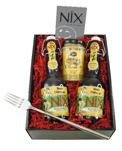 Nix Geschenke
 Grill Geschenkbox "Nix" Kellerpils Schwarzbier Senf