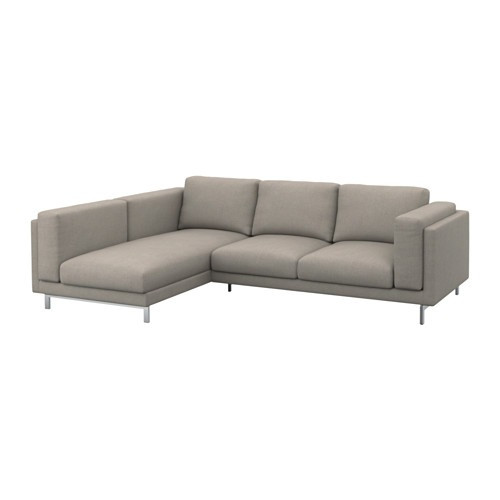 Nockeby Sofa
 NOCKEBY Sofa left Tenö light gray with chaise chrome