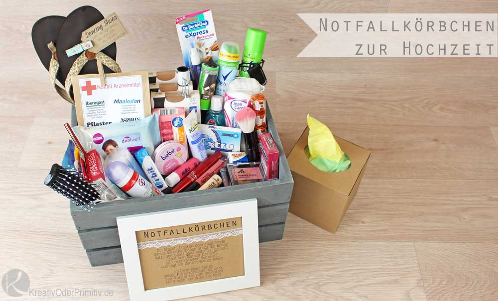 Notfallbox Hochzeit
 Kreativ oder Primitiv Notfallkörbchen zur Hochzeit