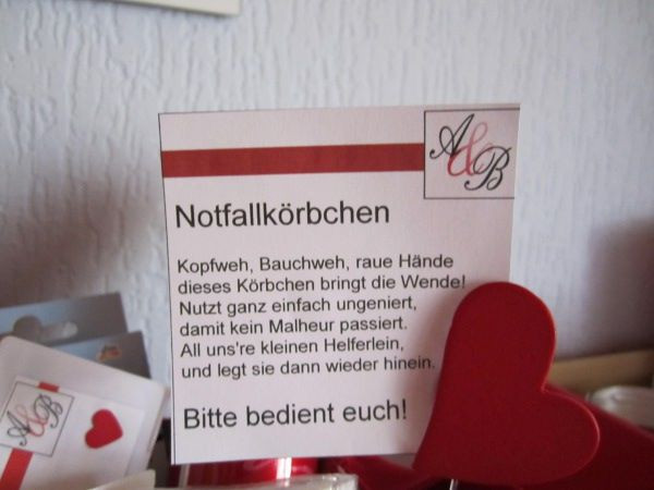 Notfallkörbchen Hochzeit Spruch
 Nofallkorb Für Die Damen Fertig