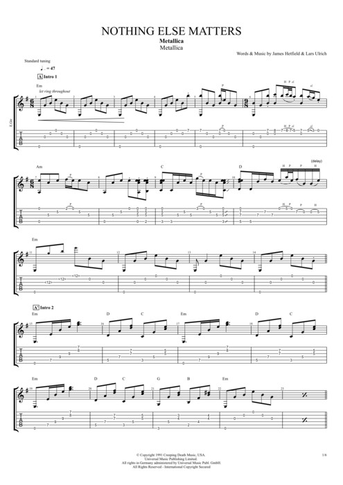 Nothing Else Matters Solo Tab
 Nothing Else Matters by Metallica Full Score Guitar Pro