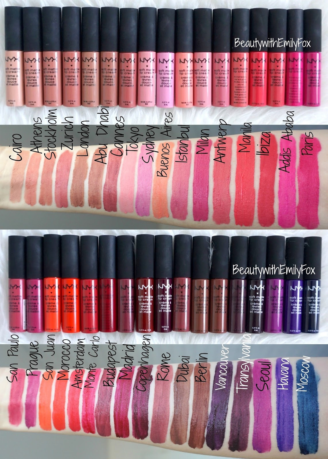 Nyx Soft Matte Lip Cream
 Beautywithemilyfox NYX Soft Matte Lip Creams All 34