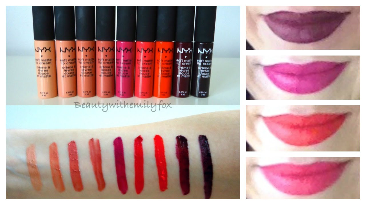 Nyx Soft Matte Lip Cream
 NYX Soft Matte Lip Cream Lip Swatches ALL NEW SHADES 2014