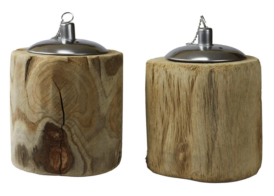 Öl Lampe
 Tischfeuer Rustik Öl Lampe aus Holz Landhausstil Windlicht