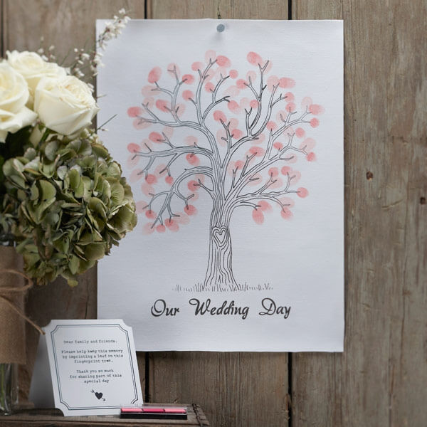 Originelles Gästebuch Hochzeit
 Gästebuch Alternative "Wedding Tree" pink weddix