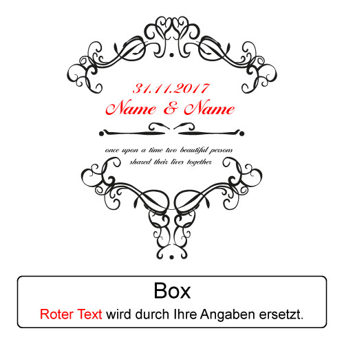 Ornamente Hochzeit
 4 tlg Sekt Geschenkset ROT zur Hochzeit inkl Gravur