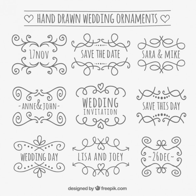 Ornamente Hochzeit Kostenlos
 Hand gezeichnet Hochzeit Verzierungen