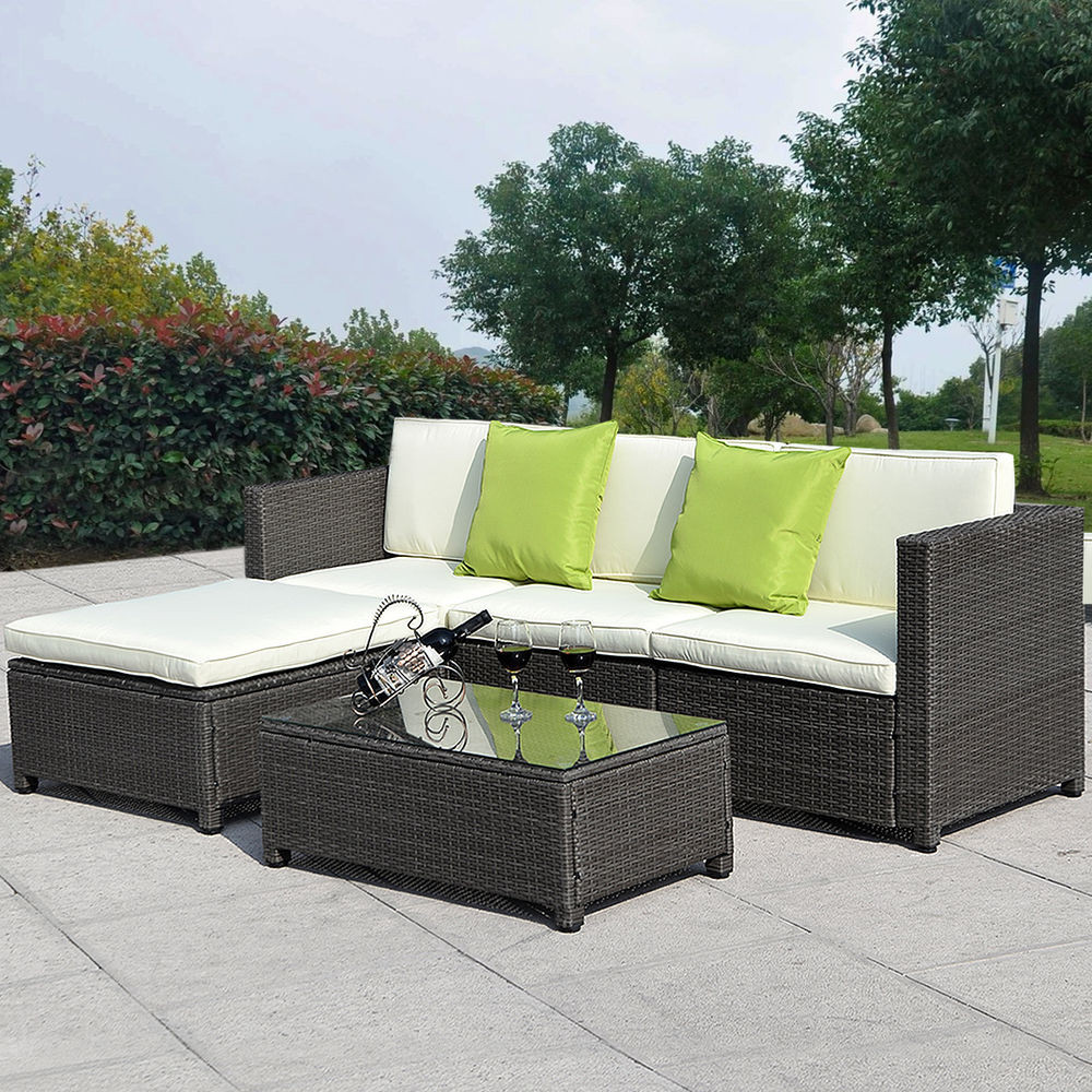 Outdoor Sofa
 5PC Outdoor Patio Sofa Set Sectional Furniture PE Wicker